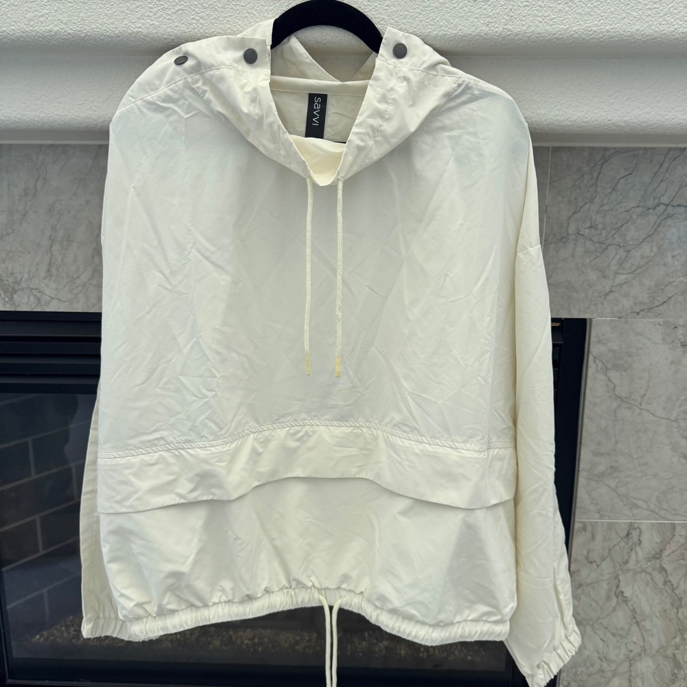 Savvi Piper Pullover Jacket 2X Womens Ivory Drawstring Snap Button Hoodie
